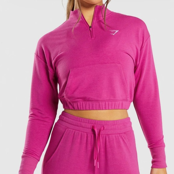 Gymshark Tops - Gymshark Dragon Pink Workout Training Pippa Cropped Quarter-Zip Pullover Size XS